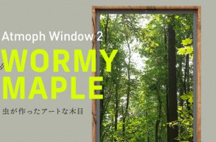 スマート窓Atmoph Window 2に、カリモク家具とコラボで虫食い木材をアップサイクルした「ワーミーメープル」モデルが登場！